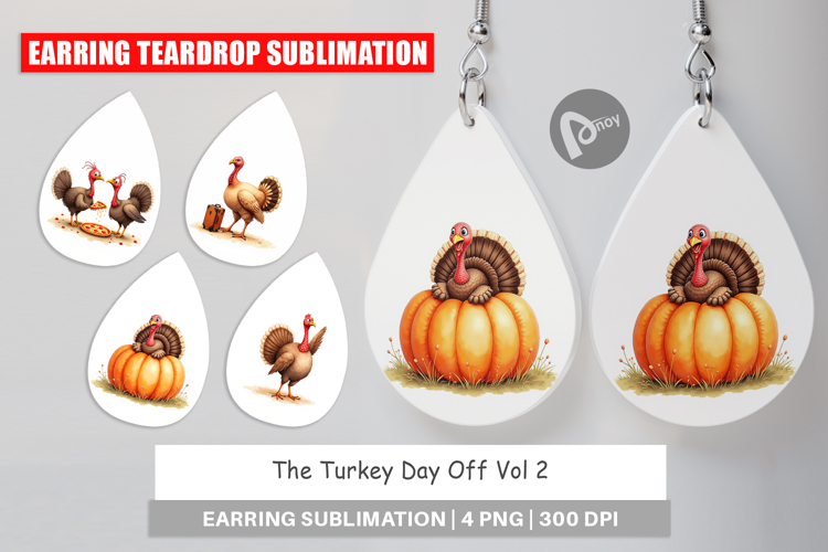 Earring Watercolor Turkey Day Off