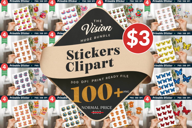 Vision Sticker Bundle, Printable Stickers,PNG Clipart Bundle