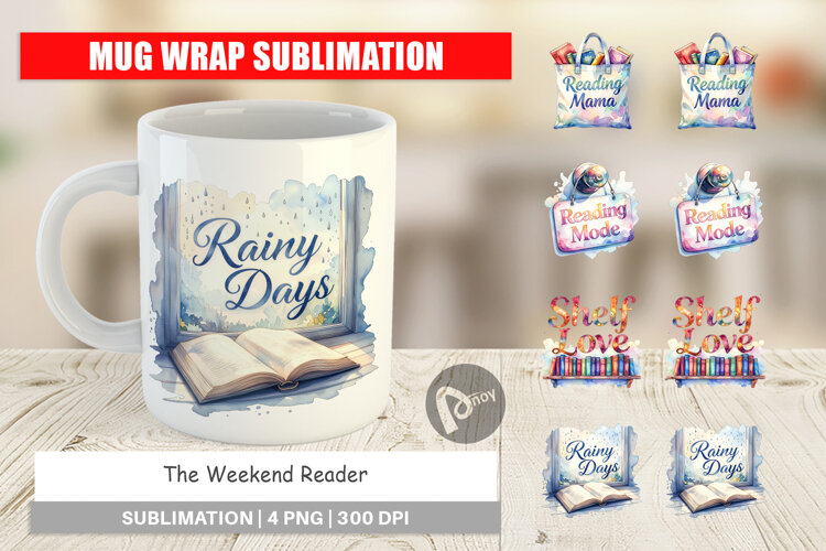 Weekend Reader Quotes Mug Wrap example image 1