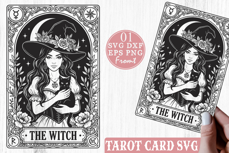 The Witch Tarot Card SVG, Whimsigoth Witchy PNG