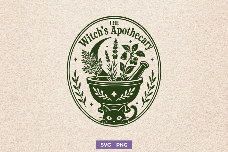 Witchs Apothecary SVG, Green Witch PNG, Herbalist Design