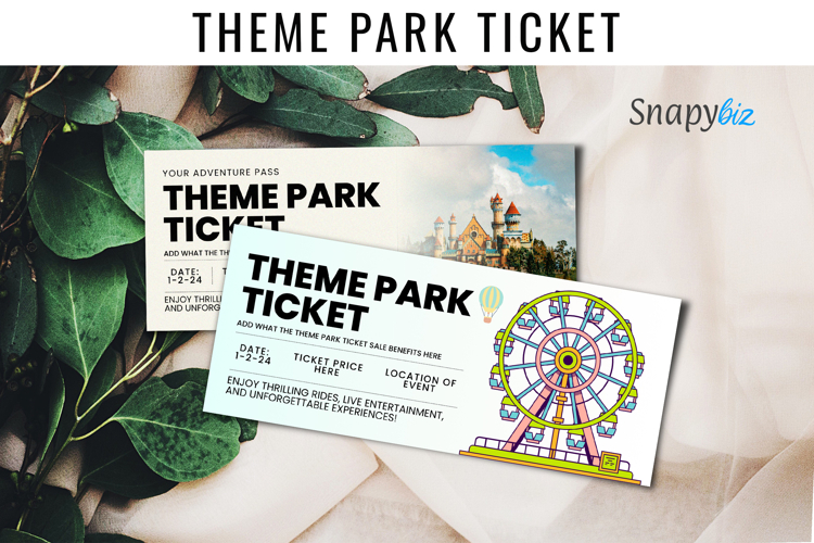 Theme Park Trip Ticket Canva Template example image 1