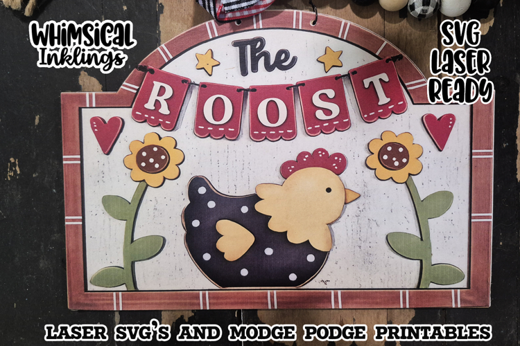 The Roost Chicken Sign Modge Podge SVG and printable example image 1