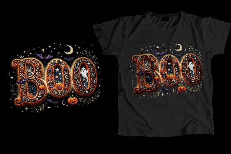 Spooky BOO Letters Halloween T-Shirt PNG example image 1