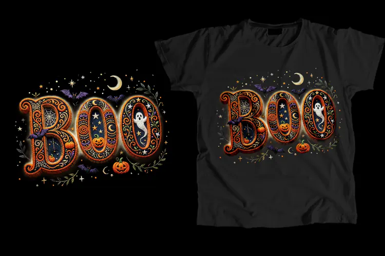 Spooky BOO Letters Halloween T-Shirt PNG