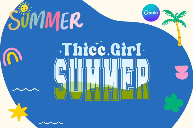 thicc girl summer Canva Frame Varsity shirt design