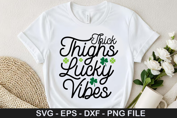Thick Thighs Lucky Vibes SVG - St. Patricks Day Design