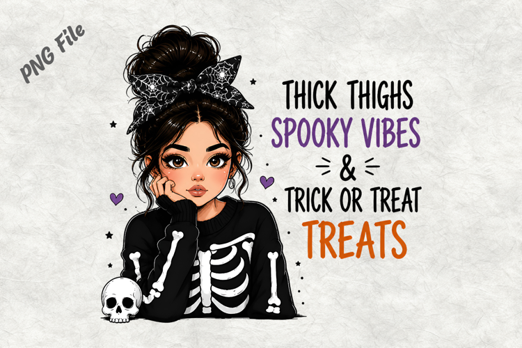 Thick Thighs Spooky Vibes Halloween PNG