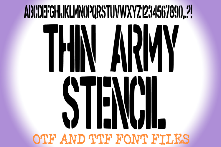 Thin Army Stencil Lettering ABC Font Typeface Alphabet OTF