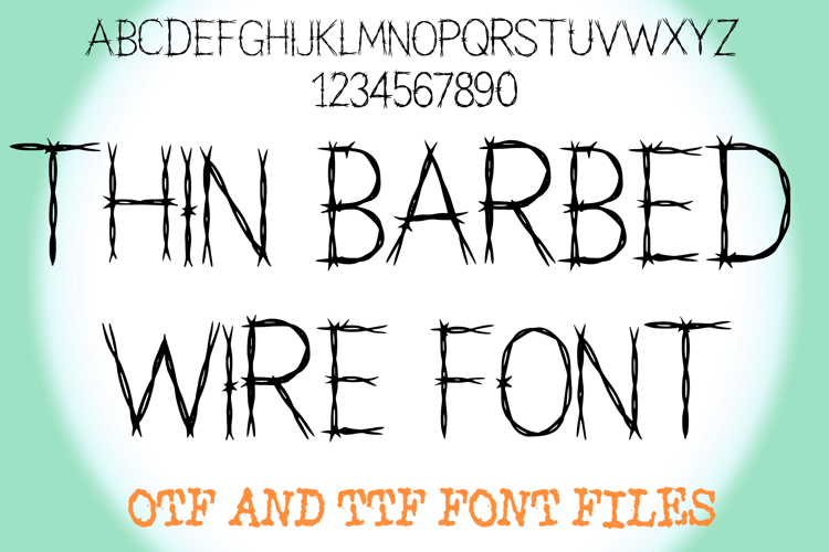 Thin Barbed Wire Lettering ABC Text Font Alphabet OTF Type