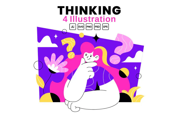 4 Thinking Vector Illustration