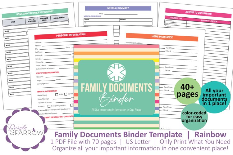 Family Document Binder Template PDF In Case Of Emergency