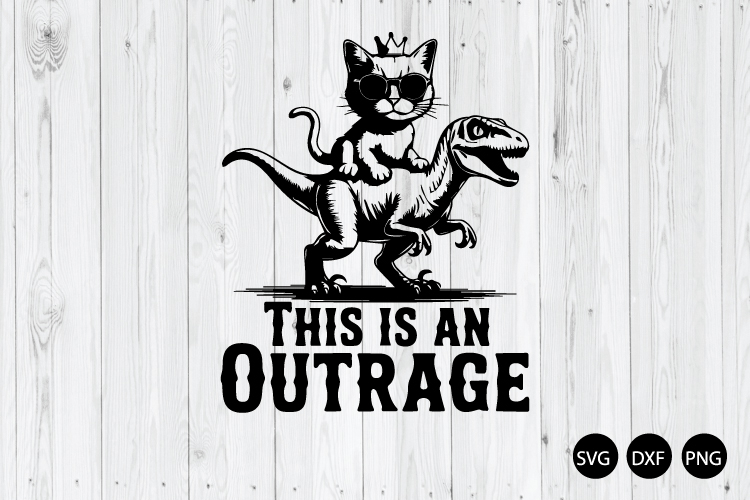 This is an Outrage SVG, Cute Cat Riding T Rex SVG
