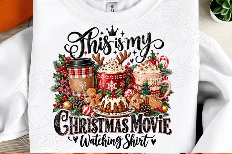 This Is My Christmas Movie Watching Shirt PNG example image 1