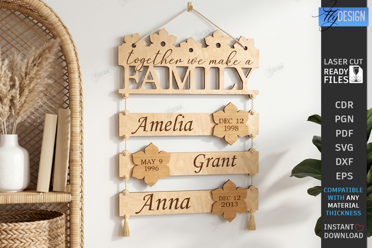 Family Birthday Tracker Board Laser Cut | Wall Decor | CNC