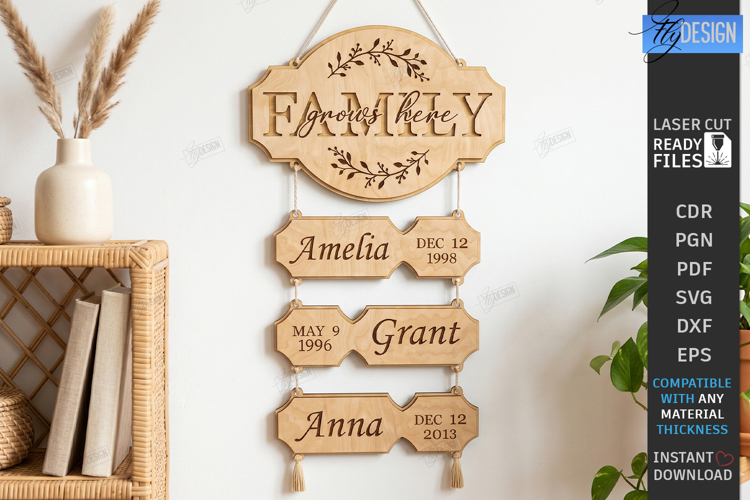 Family Birthday Tracker Board Laser Cut | Wall Decor | CNC