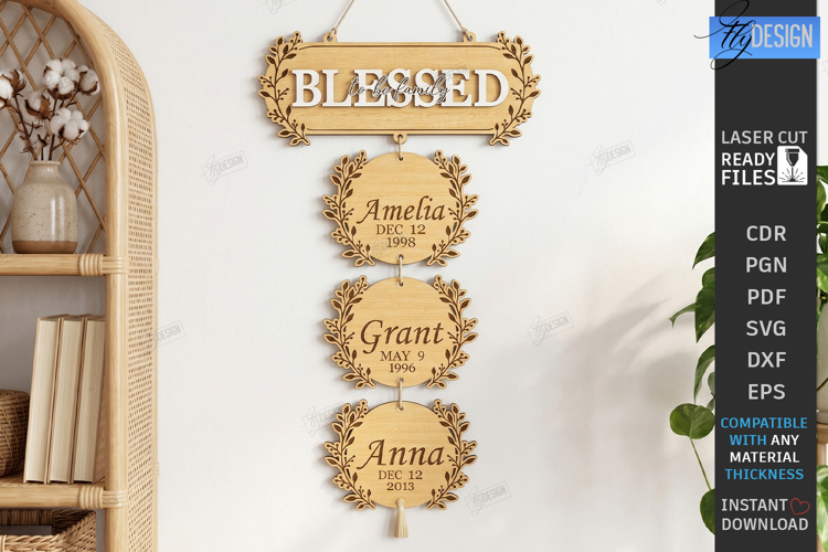 Family Birthday Tracker Board Laser Cut | Wall Decor | CNC