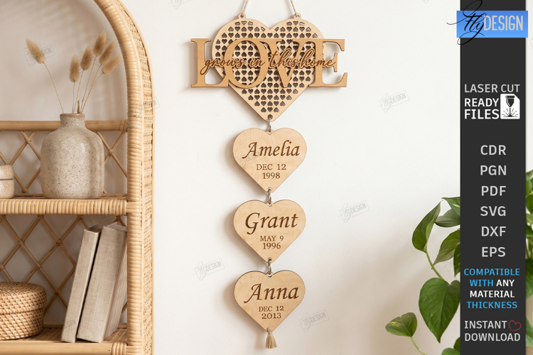 Family Birthday Tracker Board Laser Cut | Wall Decor | CNC