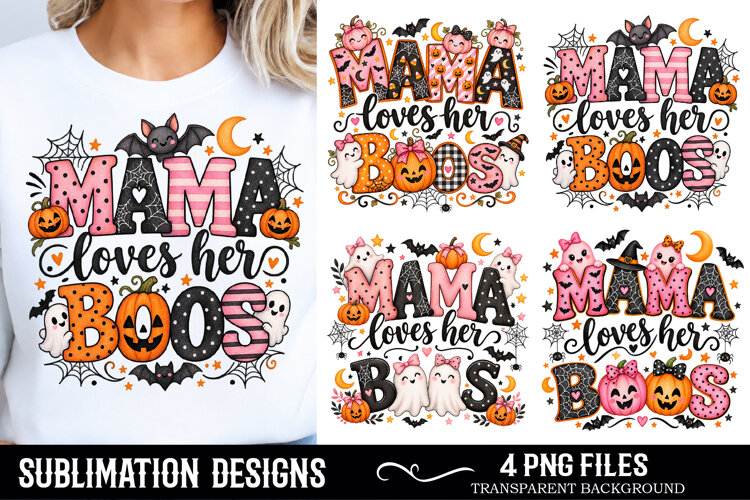 This Mama Loves Her Boos PNG , Halloween PNG example image 1