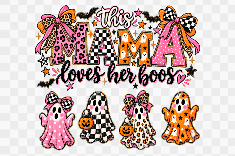 This Mama Loves Her Boos Ghost Halloween PNG Design
