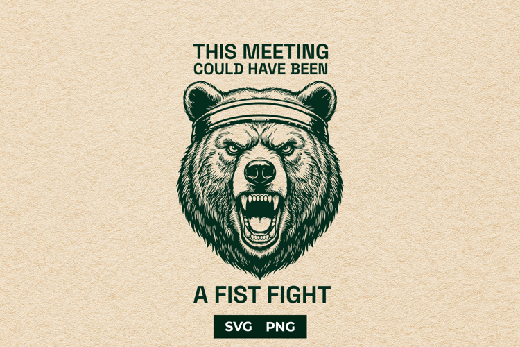 Funny Office Rage Bear SVG Fist Fight Design PNG