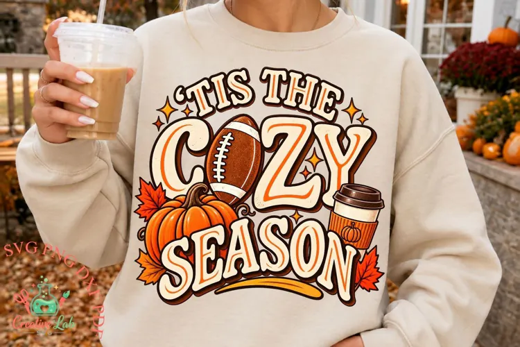 Tis The Season Retro Fall PNG, Fall Coffee Pumpkin Football