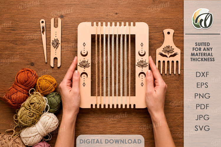 Thread Weaving Loom Laser Cut. Yarm Craft Tools SVG