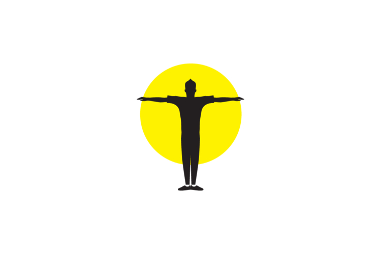 silhouette young man training gymnastics logo design, vector