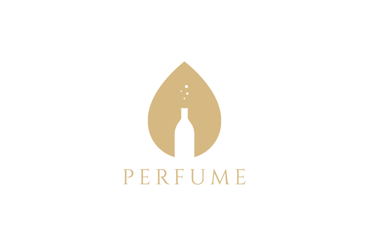 drop water with bottle perfume logo design