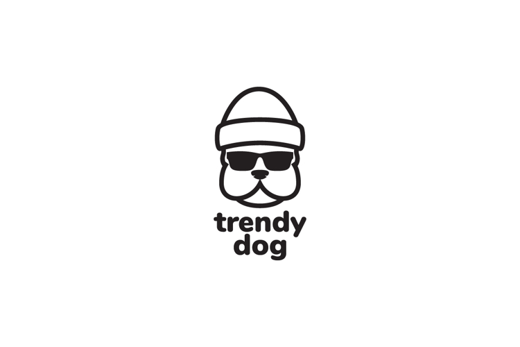 cool dog with beanie hat and sunglasses logo design