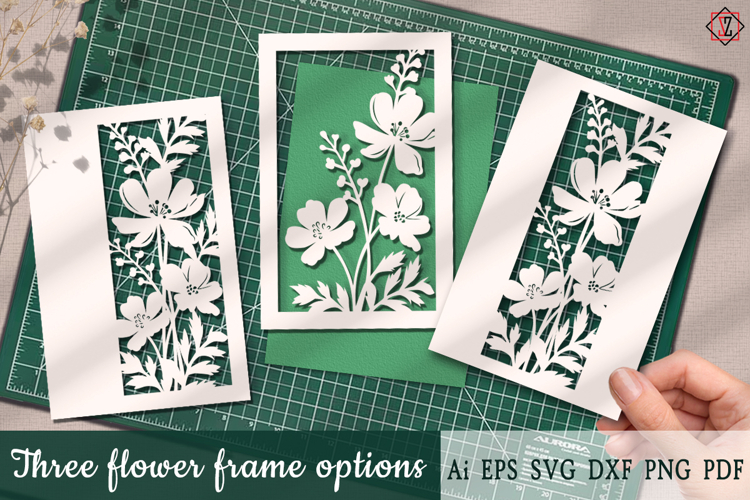 Three flower frame options | Cut-out design