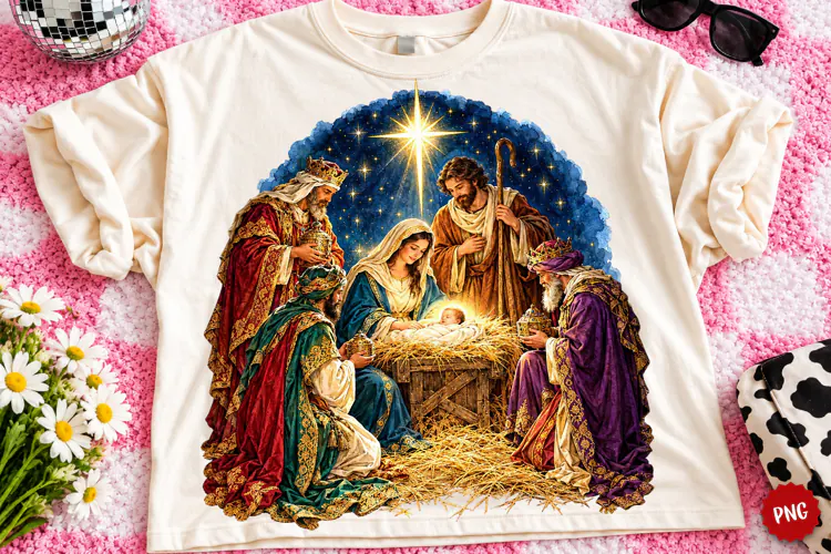 Christmas Nativity PNG | Baby Jesus & Three Wise Men Png