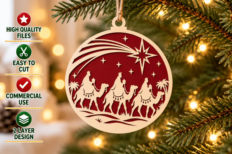 Three Wise Men Christmas Ornament SVG