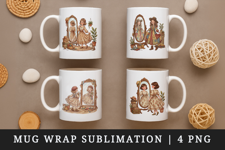 Thrifting mug wrap printable sublimation design