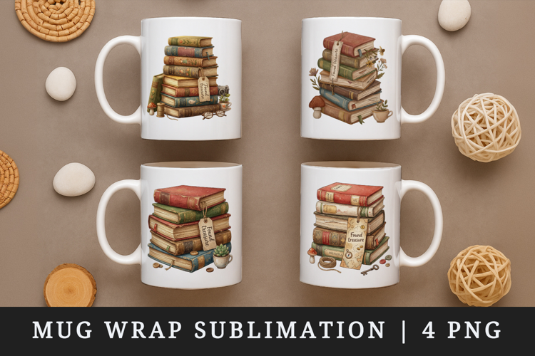 Thrifting mug wrap printable sublimation design