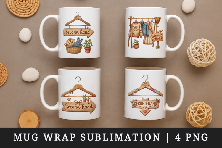 Thrifting mug wrap printable sublimation design
