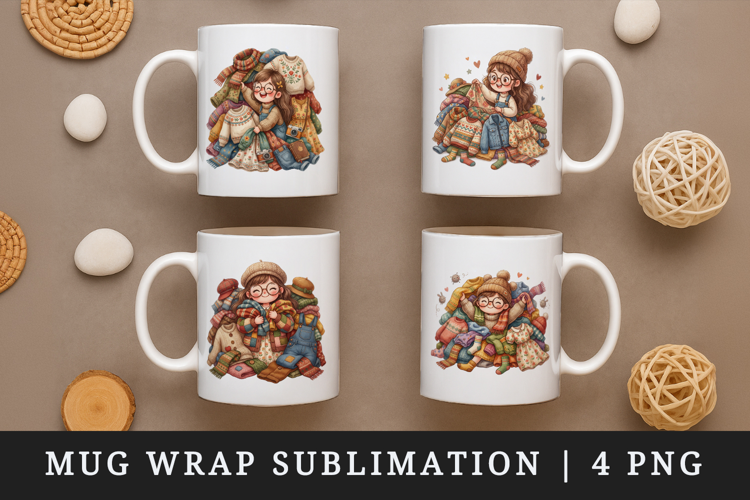 Thrifting mug wrap printable sublimation design