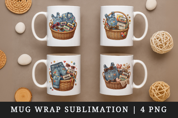 Thrifting mug wrap printable sublimation design