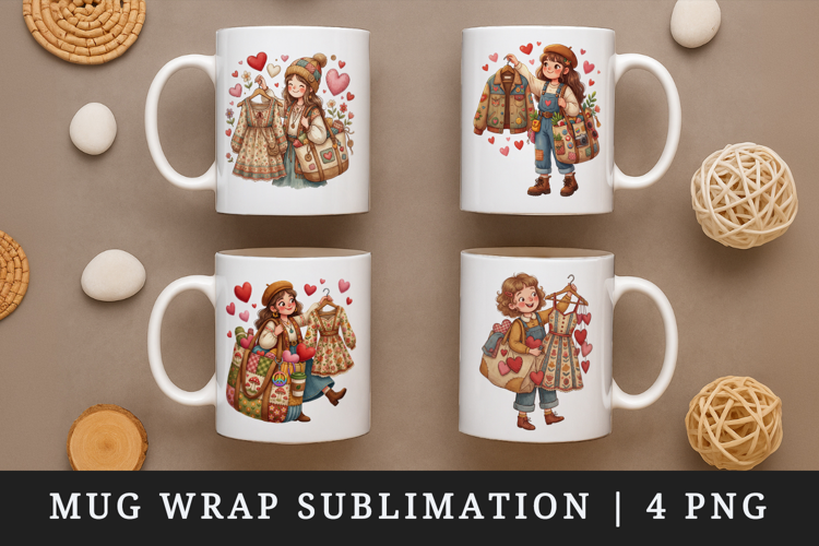Thrifting mug wrap printable sublimation design