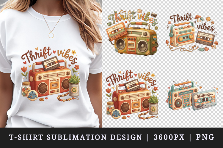 Thrifting t-shirt printable sublimation design png