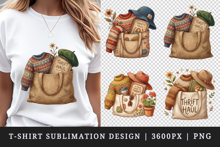 Thrifting t-shirt printable sublimation design png