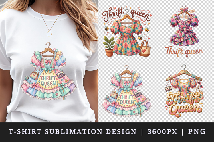 Thrifting t-shirt printable sublimation design png