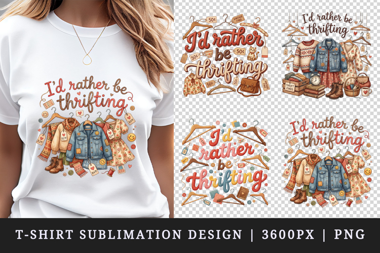 Thrifting t-shirt printable sublimation design png