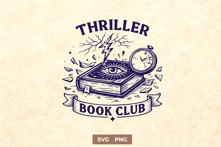 Thriller Book Club SVG - Psychological Suspense Mystery PNG