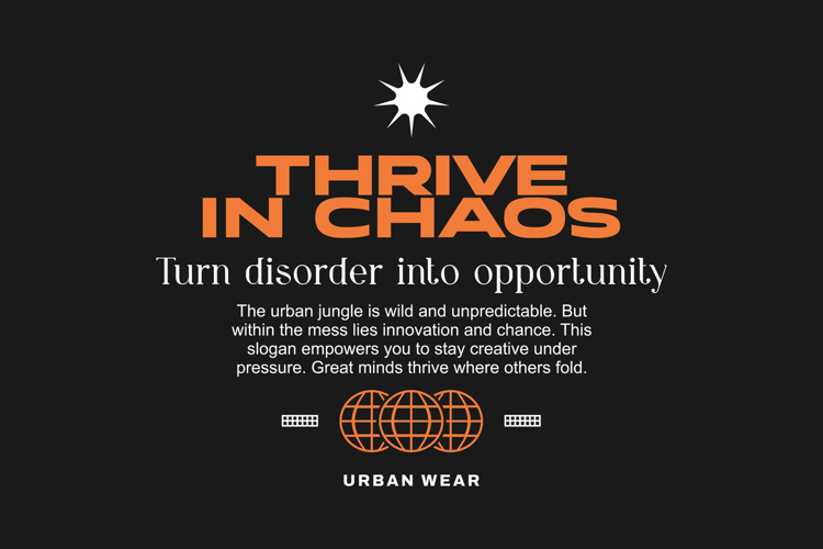 Thrive in Chaos Urban Typography T-shirt Design example image 1