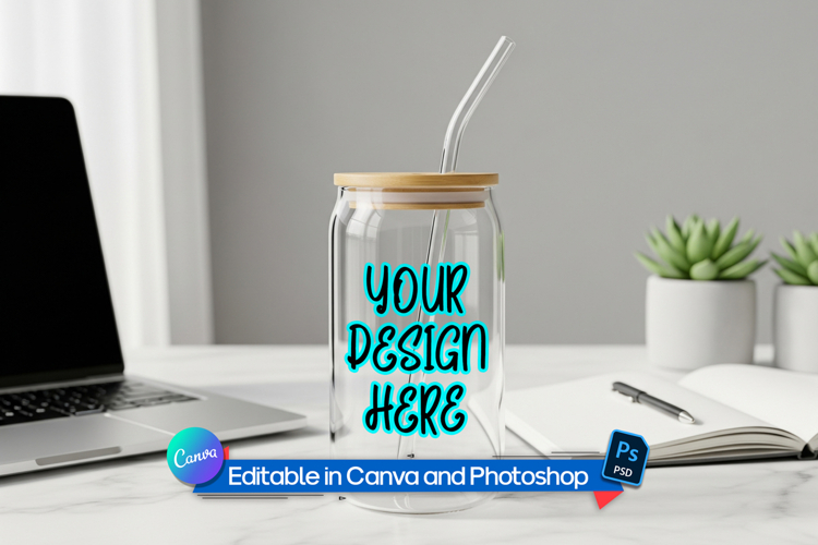 16oz glass can mockup