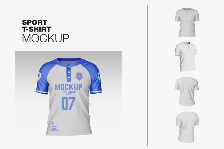 Baseball Henley Raglan T-Shirt Mockup