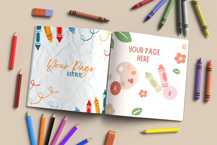 8.5 x 8.5 inch Open coloring book mockup example image 1