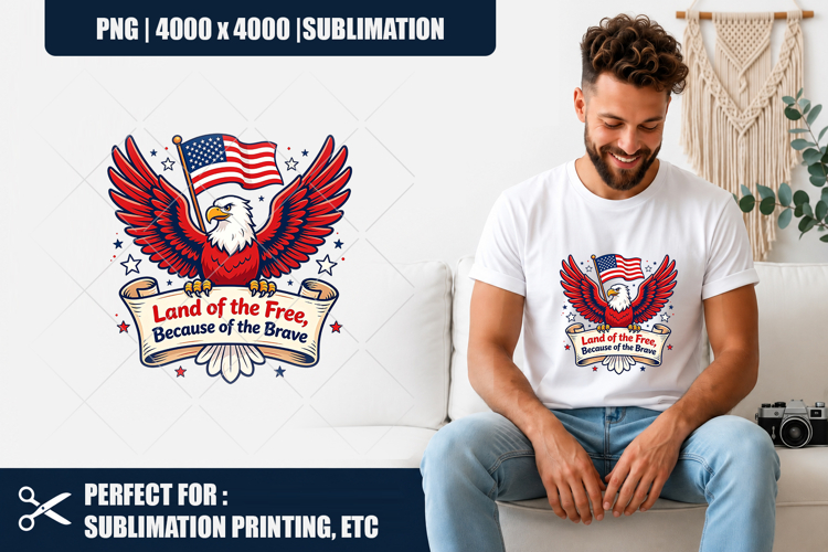 Land of the Free American PNG | USA Flag Sublimation