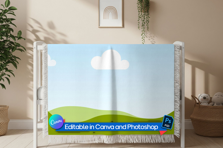 Aesthetic woven blanket mockup